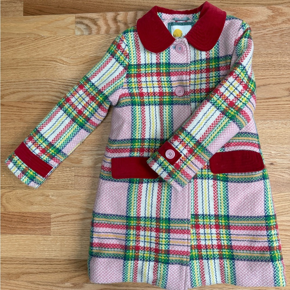 Mini Boden Plaid Multicolor Winter Coat 5-6